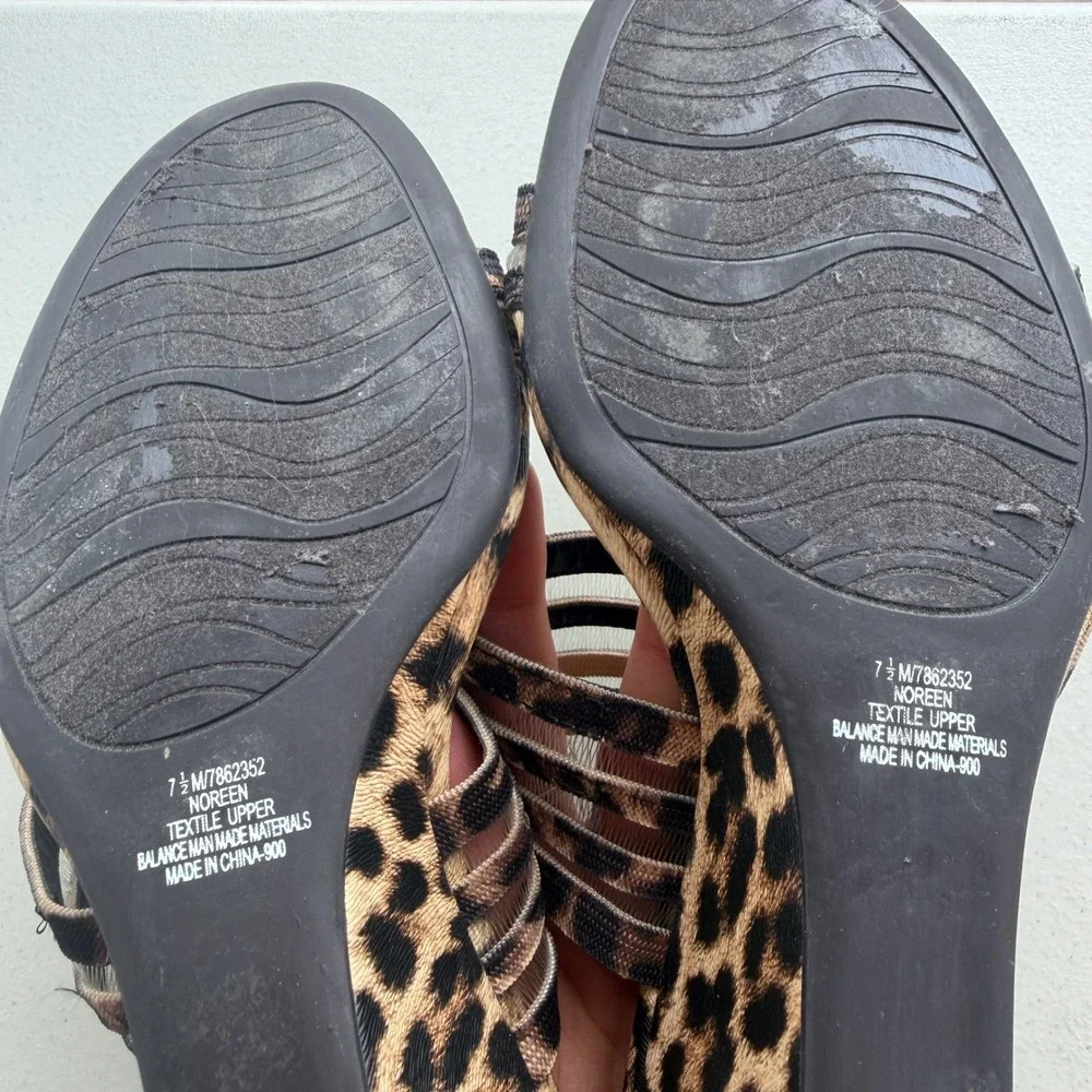 Impo 7.5 M Brown Leopard Print Stretch Memory Foam Noreen Wedge Sandals Boho Y2K